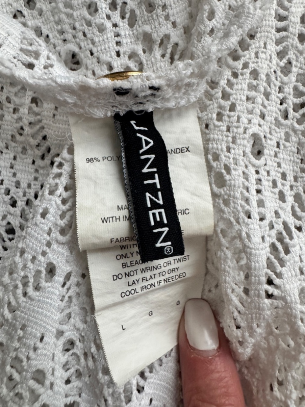 Jantzen White Lace Open Front Swimsuit Cover-Up Sz Large - Picture 4 of 6